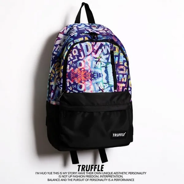 Truffle Graffiti Printed Waterproof Soft School College Trendy Hip-Hop Backpack With 16" Laptop Storage Capacity For Men Unisex T2228M